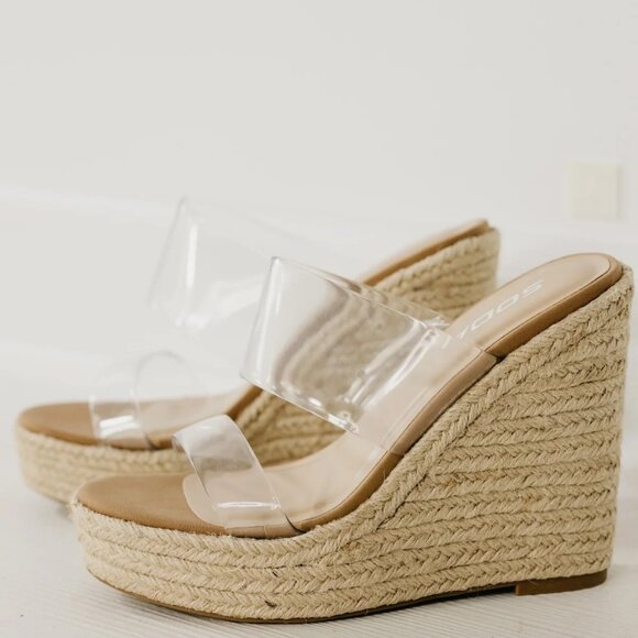 Soda Cream Wedge Sandals with Clear Strap - Picture 4 of 5